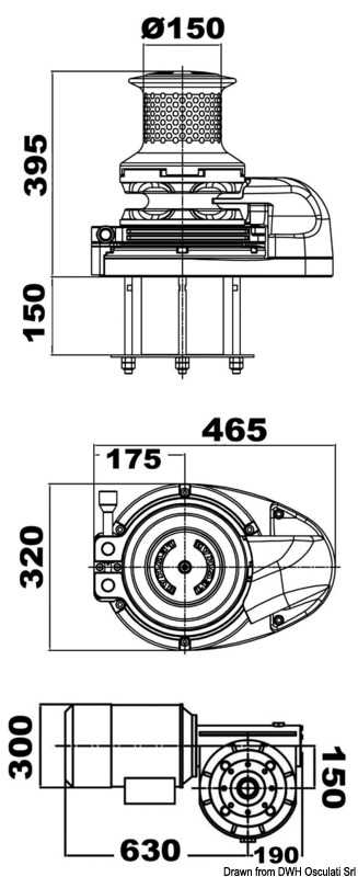 Treuil Lewmar V9 DX barbotin 14mm 400V AC 4KW