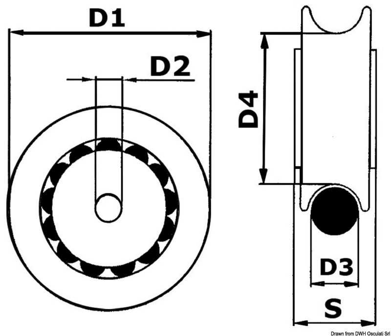 Poulie 8 mm en nylon montées sur billes en Delrin®