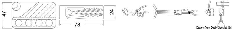 Coinceur clamcleat CL 234 nylon pour écoutes 6-12mm spécial nœuds coulants