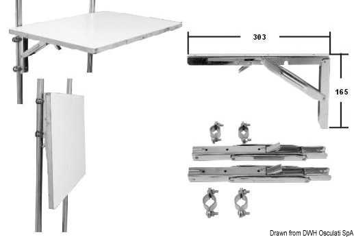 Bras inox support table rabattables 303x165mm la paire