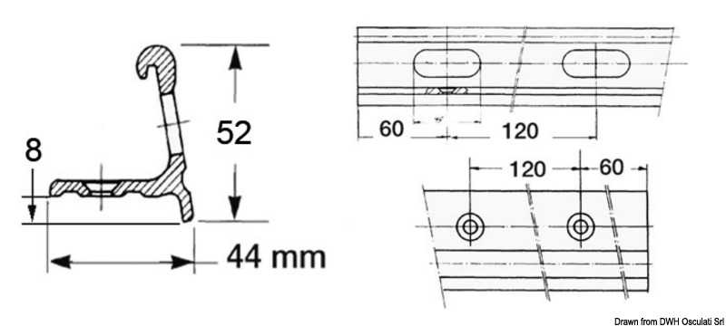 Profilé de fargue 6 m en aluminium anodisé naturel