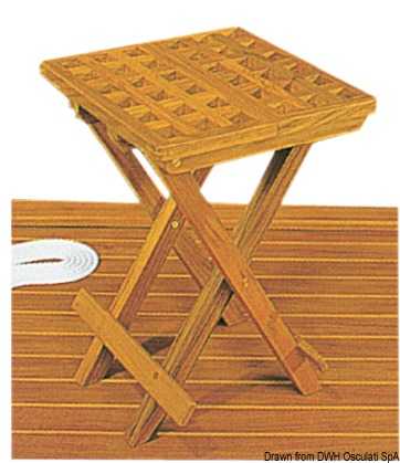 Tabouret pliant teck 30x30x45 cm ouvert replié 30x50x6 cm