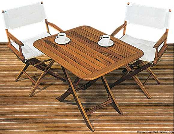 Table teck pliante 90x70 cm Réglable en hauteur