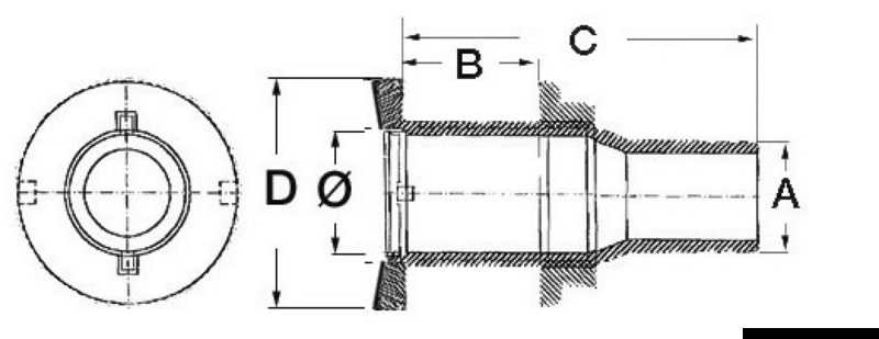 Passe-coque au ras Inox 316 3/4" x 24 mm