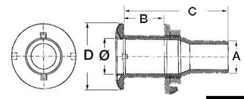 Passe-coque Inox 316 3/8" x 15 mm