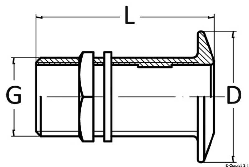 Passe-coque bord bas laiton chromé 1/2"