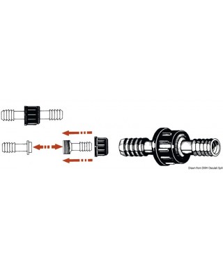 Raccord cylindrique nylon 22 mm