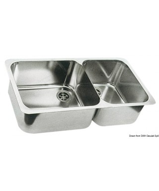 Evier double inox poli 600x320 mm