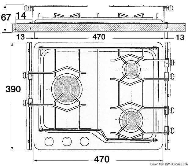 Plan cuisson 3 feux à gaz Techimpex