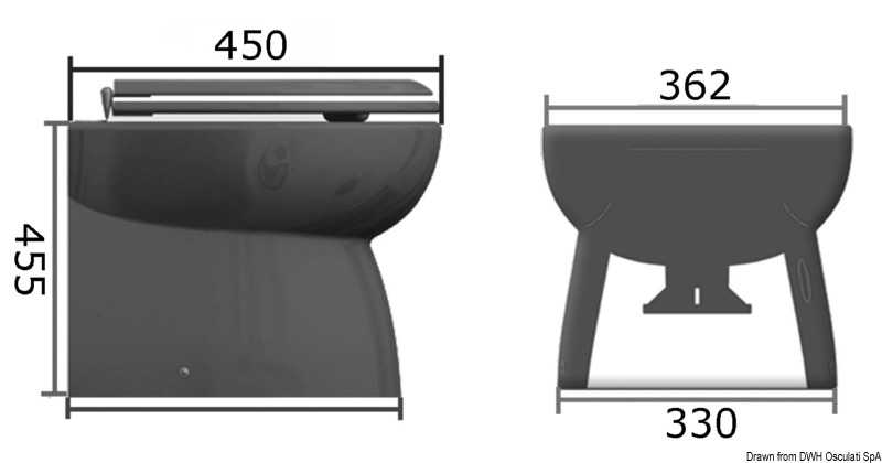 WC électrique caréné cuvette porcelaine bas 24V