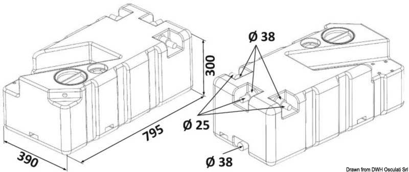 Réservoir eaux usées avec broyeur 12V 70 L