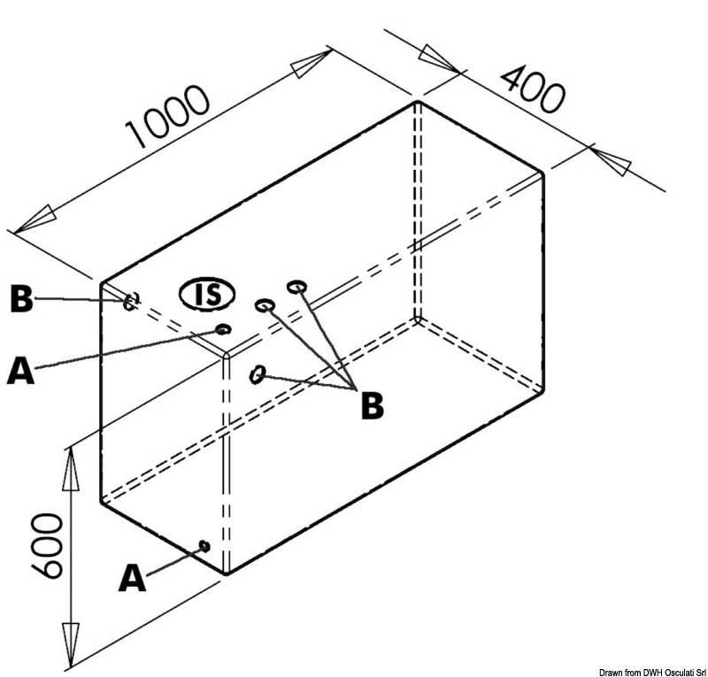 Réservoir eaux usées 215 L 1000x400mm