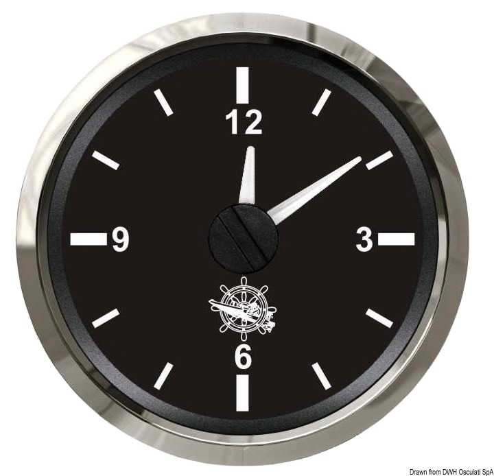 Horloge au quartz Cadran noir lunette polie 51mm