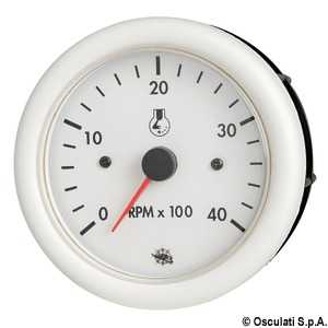 Compte-tours Guardian diesel 0-4000 RPM 12V Cadran blanc lunette blanche