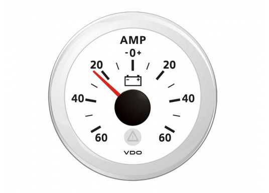 Ampèremètre blanc -60A + 60A 12/24V diamètre 52mm