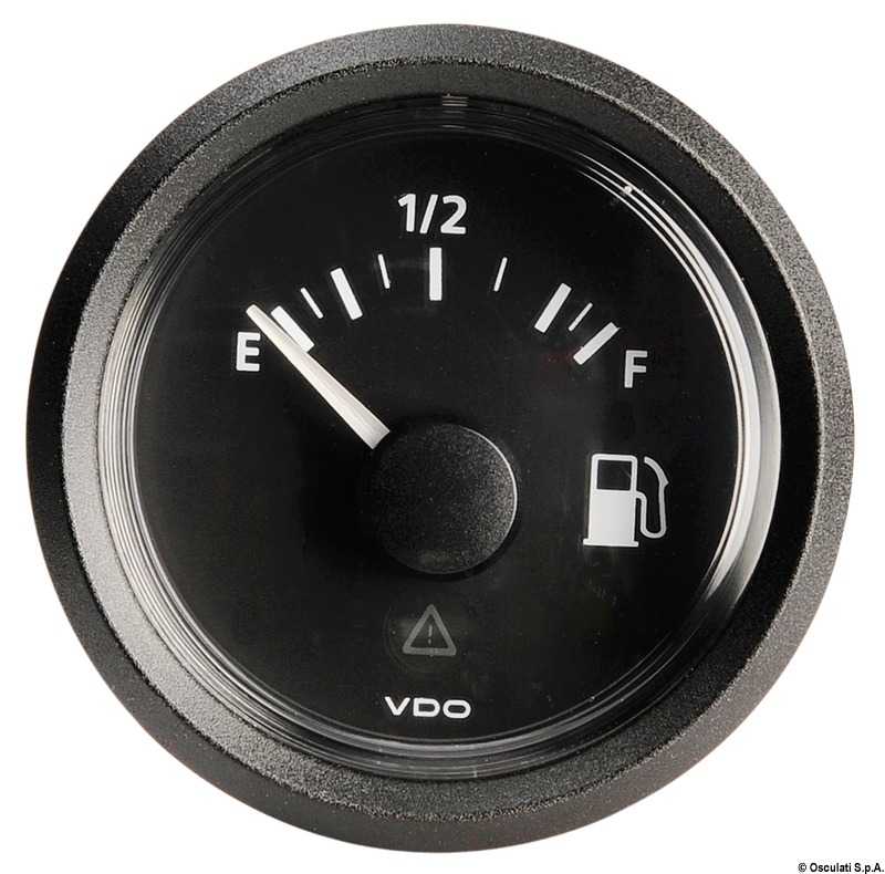 Indicateur niveau carburant 10/180 Ohm noir 12/24V 52mm