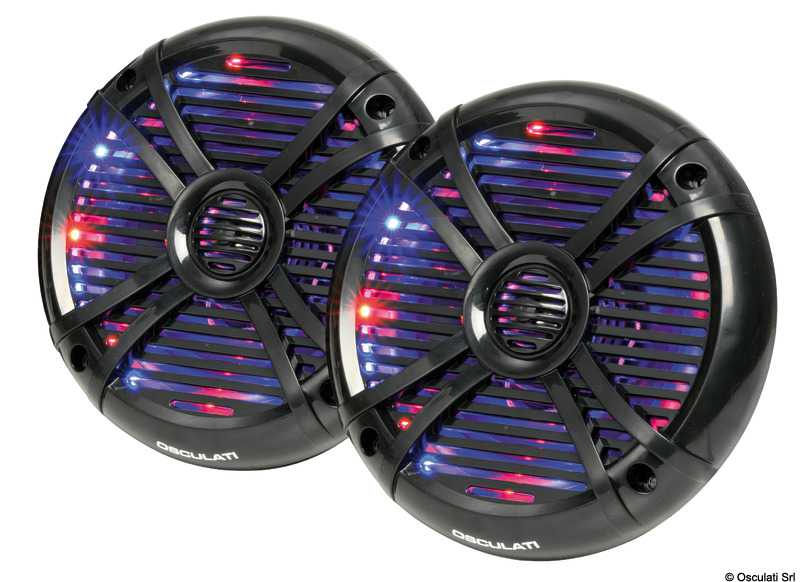 Haut parleur 2 voies LED-RGB multi-couleur programmables 166mm noir